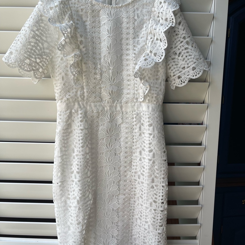 Just Me White Lace Ruffle Dress M NWT